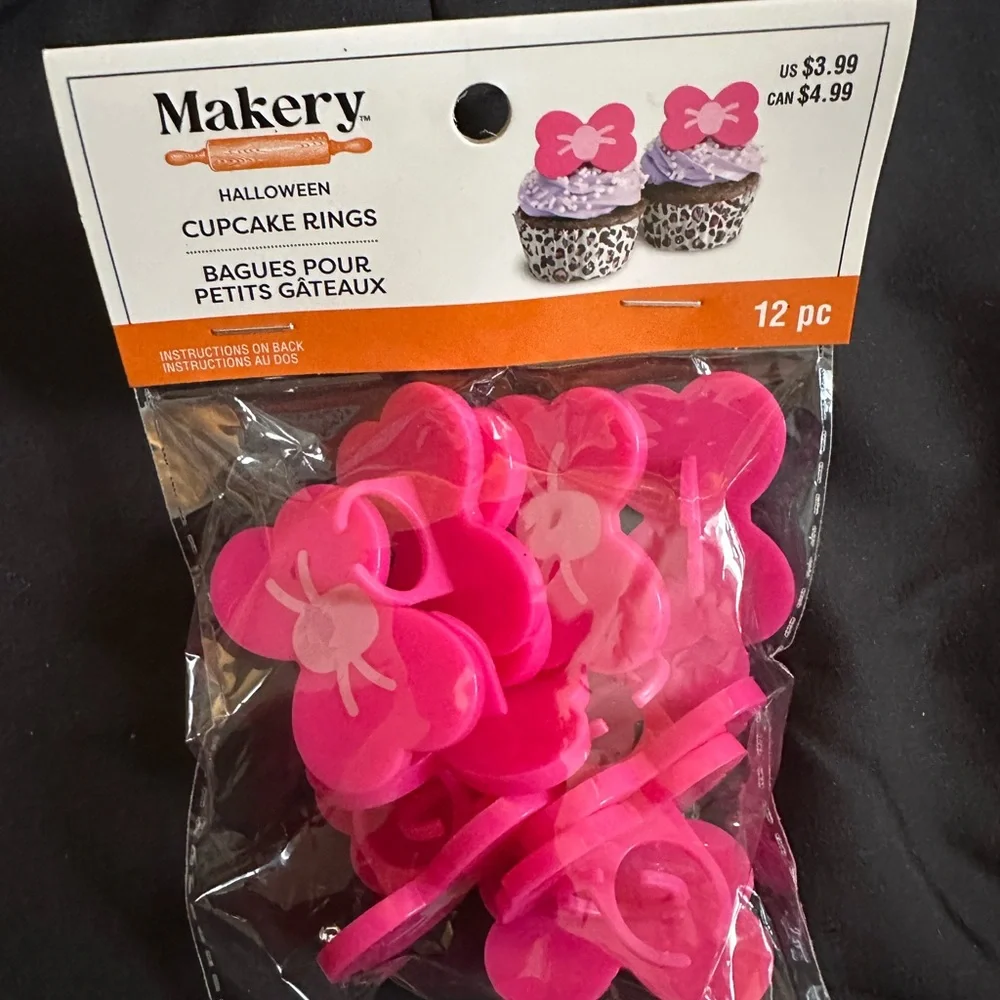 Pink Cupcake Rings - set of 3